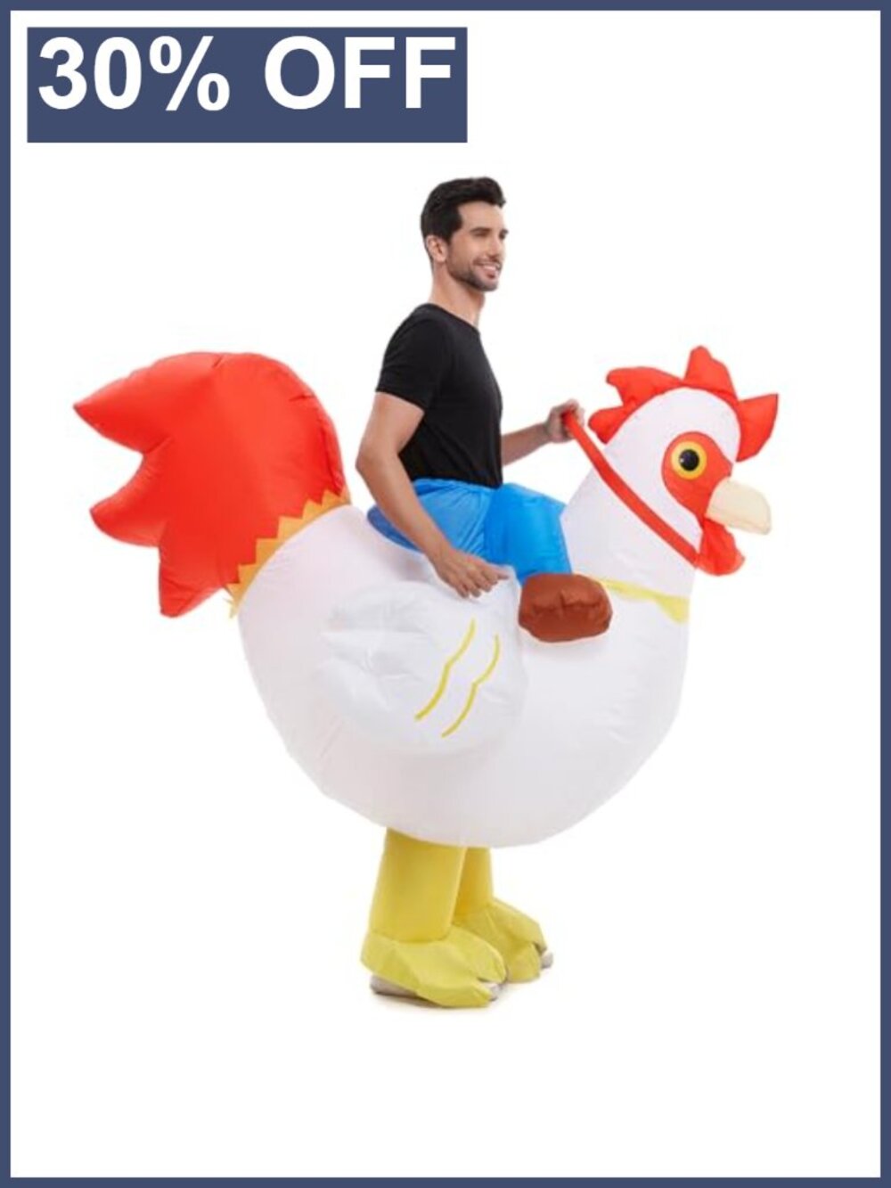 Inflatable Chicken Rider Costume Adult One Size Blow Up Suit
